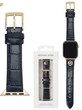 Michael Kors Women's Croc Black Leather Band Strap for Apple Watch, 38/40/41 mm